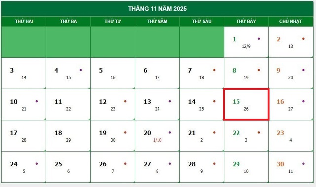 Lịch âm 15/11 - Âm lịch hôm nay 15/11 - Lịch vạn niên ngày 15/11/2025- Ảnh 1. Lịch âm 15/11 - Âm lịch hôm nay 15/11 - Lịch vạn niên ngày 15/11/2025- Ảnh 1.