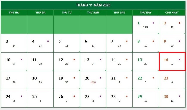 Lịch âm 16/11 - Âm lịch hôm nay 16/11 - Lịch vạn niên ngày 16/11/2025- Ảnh 1. Lịch âm 16/11 - Âm lịch hôm nay 16/11 - Lịch vạn niên ngày 16/11/2025- Ảnh 1.