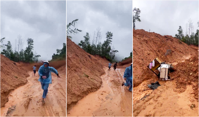 Thoát chết trong gang tấc khi quả đồi bất ngờ đổ ập xuống Quốc lộ 40B- Ảnh 1. Thoát chết trong gang tấc khi quả đồi bất ngờ đổ ập xuống Quốc lộ 40B- Ảnh 1.