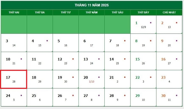Lịch âm 17/11 - Âm lịch hôm nay 17/11 - Lịch vạn niên ngày 17/11/2025- Ảnh 1. Lịch âm 17/11 - Âm lịch hôm nay 17/11 - Lịch vạn niên ngày 17/11/2025- Ảnh 1.