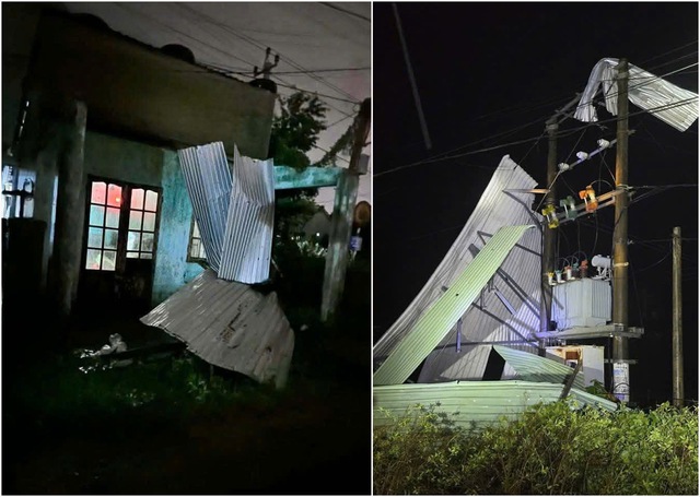 Lốc xoáy tàn phá trong đêm, nhà cửa tốc mái, cây cối đổ la liệt- Ảnh 2. Lốc xoáy tàn phá trong đêm, nhà cửa tốc mái, cây cối đổ la liệt- Ảnh 2.