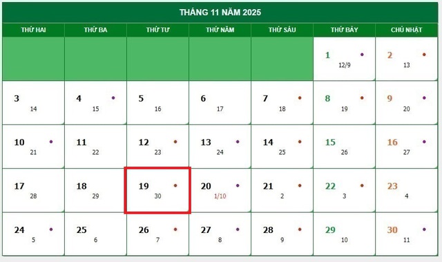 Lịch âm 19/11 - Âm lịch hôm nay 19/11 - Lịch vạn niên ngày 19/11/2025- Ảnh 1.