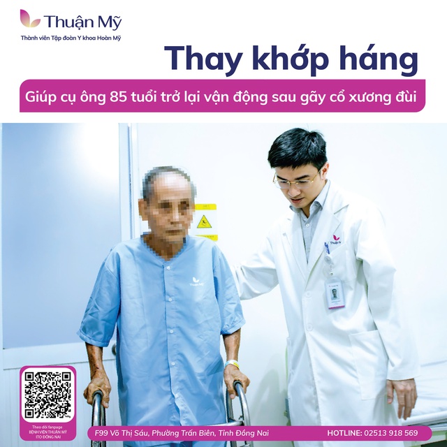 Thay khớp háng giúp cụ ông 85 tuổi phục hồi vận động sau gãy cổ xương đùi- Ảnh 1.