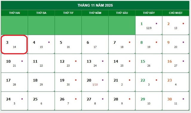 Lịch âm 3/11 - Âm lịch hôm nay 3/11 - Lịch vạn niên ngày 3/11/2025- Ảnh 1.