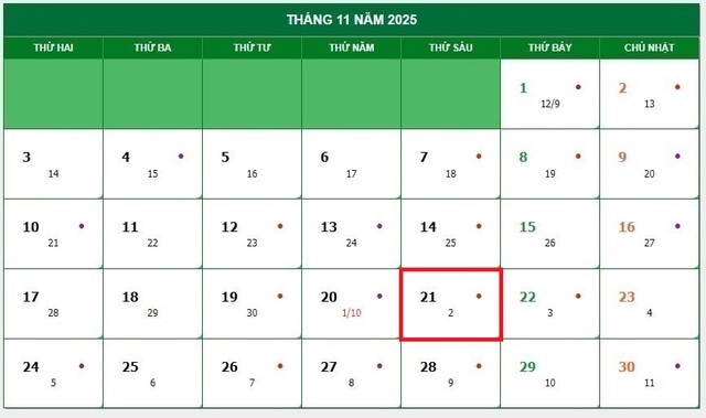 Lịch âm 21/11 - Âm lịch hôm nay 21/11 - Lịch vạn niên ngày 21/11/2025- Ảnh 1. Lịch âm 21/11 - Âm lịch hôm nay 21/11 - Lịch vạn niên ngày 21/11/2025- Ảnh 1.