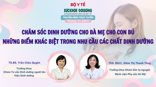 Truyền hình trực tuyến: Chăm sóc dinh dưỡng cho bà mẹ cho con bú, những điểm khác biệt trong nhu cầu các chất dinh dưỡng- Ảnh 1. Truyền hình trực tuyến: Chăm sóc dinh dưỡng cho bà mẹ cho con bú, những điểm khác biệt trong nhu cầu các chất dinh dưỡng- Ảnh 1.