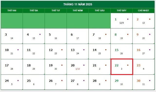 Lịch âm 22/11 - Âm lịch hôm nay 22/11 - Lịch vạn niên ngày 22/11/2025- Ảnh 1.