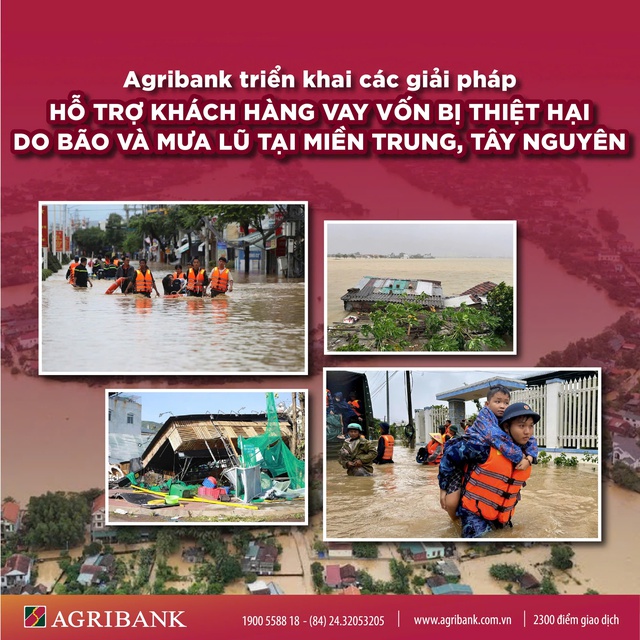 Agribank tiếp tục triển khai chính sách giảm tới 2%/năm lãi suất cho vay hỗ trợ khách hàng bị thiệt hại do bão số 12, 13 và mưa lũ- Ảnh 1.