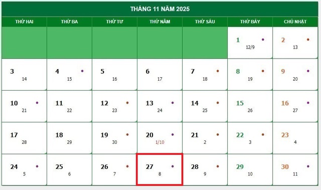 Lịch âm 27/11 - Âm lịch hôm nay 27/11 - Lịch vạn niên ngày 27/11/2025- Ảnh 1.