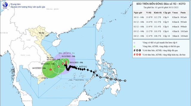 Bão số 15 di chuyển chậm bất thường trên Biển Đông, chuẩn bị tiến vào vùng biển Gia Lai – Đắk Lắk - Ảnh 2.