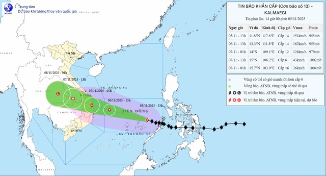 Bão số 13 đang giật cấp 17 gần đặc khu Trường Sa, các địa phương cần khẩn trương ứng phó- Ảnh 2. Bão số 13 đang giật cấp 17 gần đặc khu Trường Sa, các địa phương cần khẩn trương ứng phó- Ảnh 2.