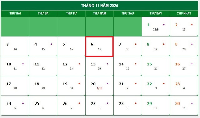 Lịch âm 6/11 - Âm lịch hôm nay 6/11 - Lịch vạn niên ngày 6/11/2025- Ảnh 1.