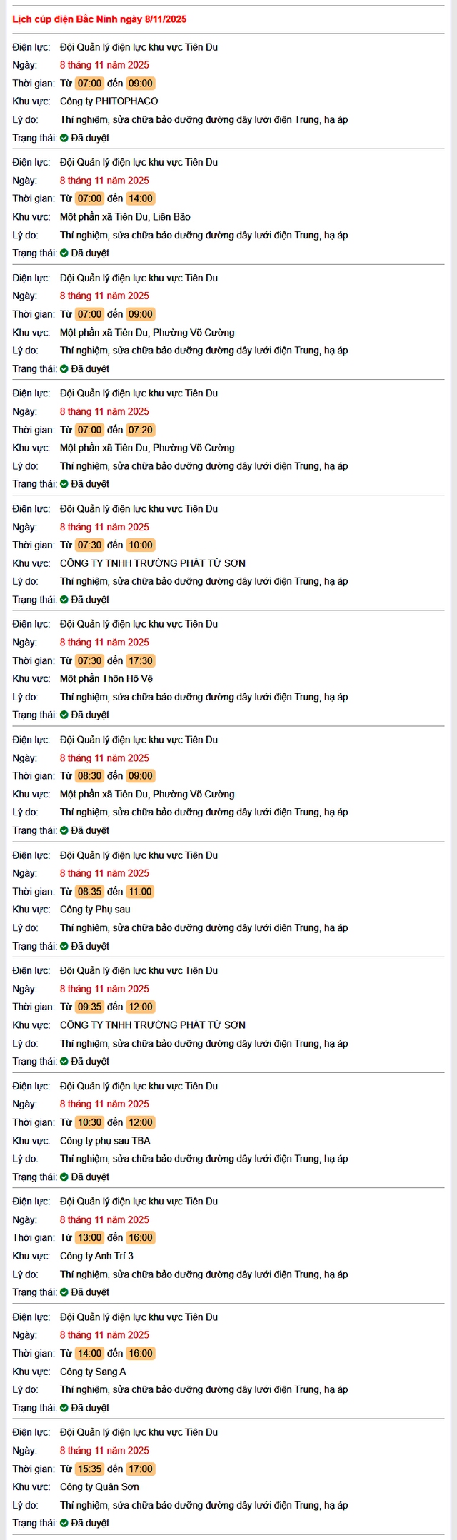 Tra cứu lịch cắt điện Bắc Ninh hôm nay Thứ 7 ngày 8/11/2025- Ảnh 1.