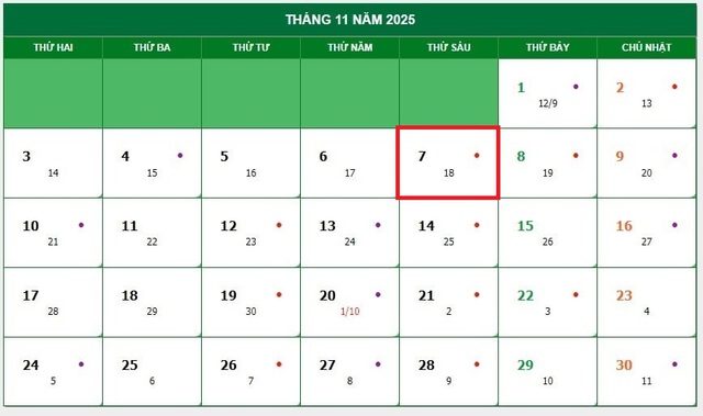 Lịch âm 7/11 - Âm lịch hôm nay 7/11 - Lịch vạn niên ngày 7/11/2025- Ảnh 1. Lịch âm 7/11 - Âm lịch hôm nay 7/11 - Lịch vạn niên ngày 7/11/2025- Ảnh 1.