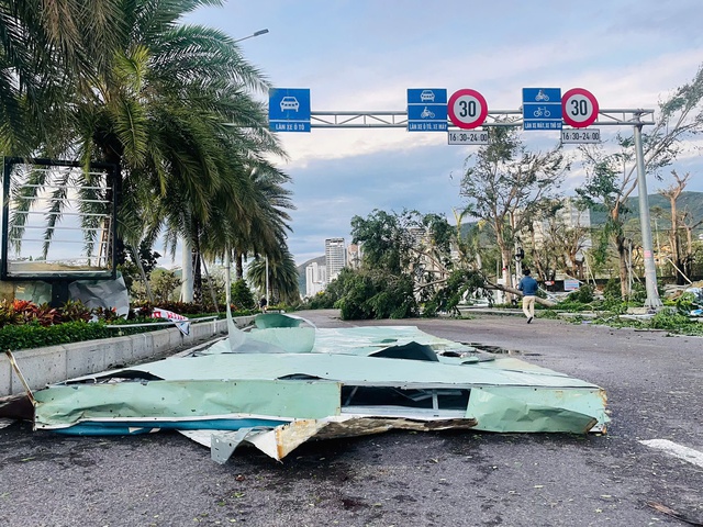 Quy Nhơn tan hoang sau bão số 13: Trụ đèn gãy đổ cả loạt, nhiều ngôi nhà tốc mái- Ảnh 5. Quy Nhơn tan hoang sau bão số 13: Trụ đèn gãy đổ cả loạt, nhiều ngôi nhà tốc mái- Ảnh 5.