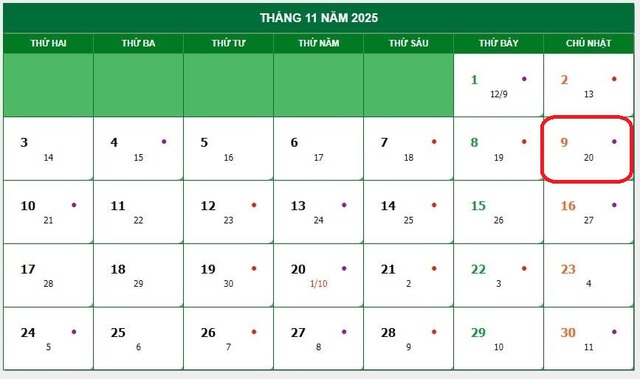 Lịch âm 9/11 - Âm lịch hôm nay 9/11 - Lịch vạn niên ngày 9/11/2025- Ảnh 1.