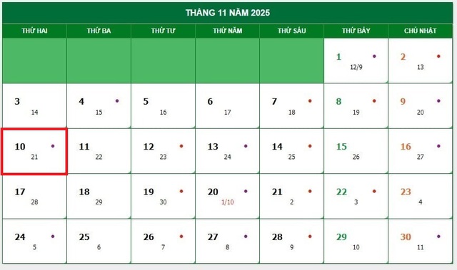 Lịch âm 10/11 - Âm lịch hôm nay 10/11 - Lịch vạn niên ngày 10/11/2025- Ảnh 1.