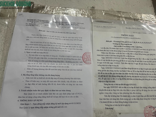 Hà Nội: Chung cư 'vạn dân' thông báo ngừng nhận trông xe điện dưới tầng hầm- Ảnh 1.