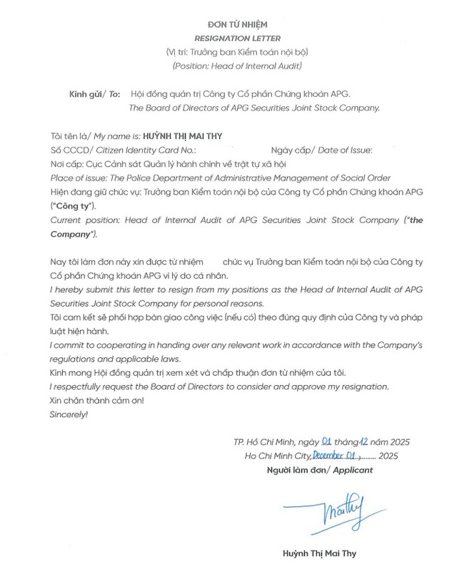 Trưởng ban kiểm toán nội bộ APG từ nhiệm- Ảnh 2.