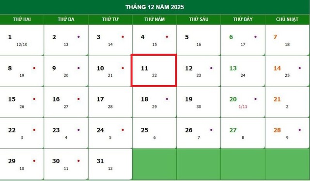 Lịch âm 11/12 - Âm lịch hôm nay 11/12 - Lịch vạn niên ngày 11/12/2025- Ảnh 1.