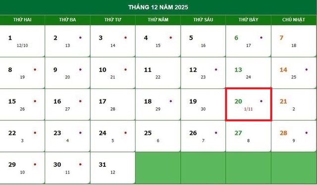 Lịch âm 20/12 - Âm lịch hôm nay 20/12 - Lịch vạn niên ngày 20/12/2025- Ảnh 1.