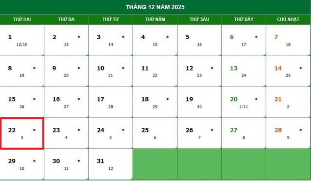 Lịch âm 22/12 - Âm lịch hôm nay 22/12 - Lịch vạn niên ngày 22/12/2025- Ảnh 1.