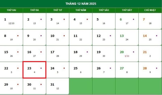 Lịch âm 23/12 - Âm lịch hôm nay 23/12 - Lịch vạn niên ngày 23/12/2025- Ảnh 1.