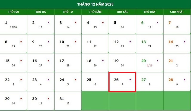 Lịch âm 26/12 - Âm lịch hôm nay 26/12 - Lịch vạn niên ngày 26/12/2025- Ảnh 1.