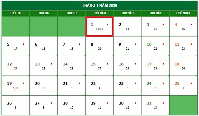 Lịch âm 1/1 - Âm lịch hôm nay 1/1 - Lịch vạn niên ngày 1/1/2026- Ảnh 1.