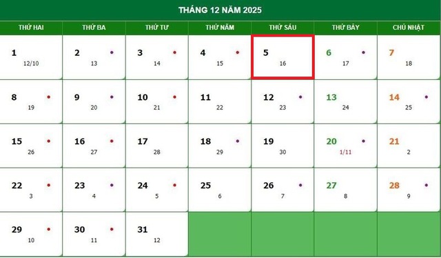Lịch âm 5/12 - Âm lịch hôm nay 5/12 - Lịch vạn niên ngày 5/12/2025- Ảnh 1.