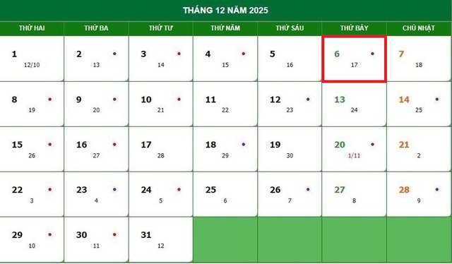 Lịch âm 6/12 - Âm lịch hôm nay 6/12 - Lịch vạn niên ngày 6/12/2025- Ảnh 1.