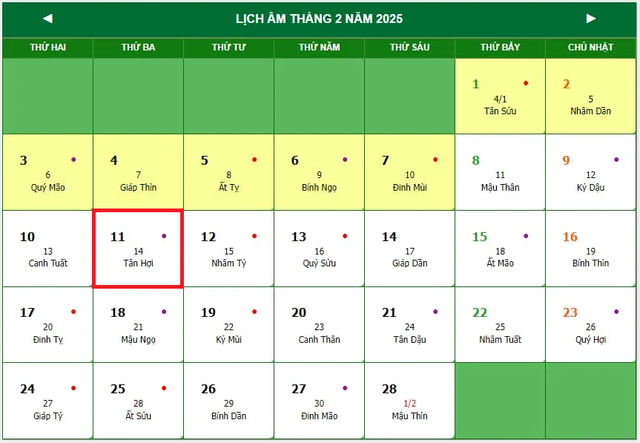 Lịch âm 11/2 - Âm lịch hôm nay 11/2 - Lịch vạn niên ngày 11/2/2025- Ảnh 1.