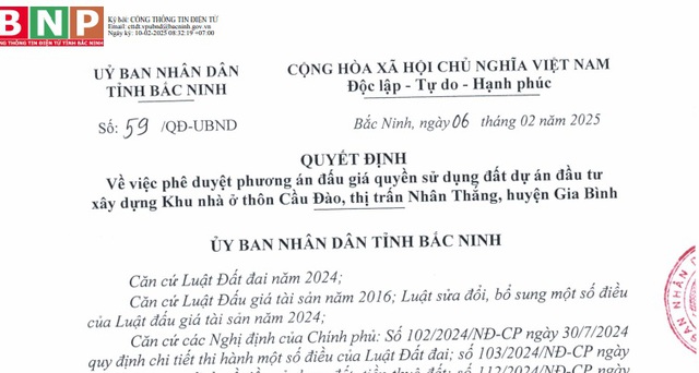 Bắc Ninh chuẩn bị đấu giá loạt dự án tại Thuận Thành, Gia Bình- Ảnh 1.