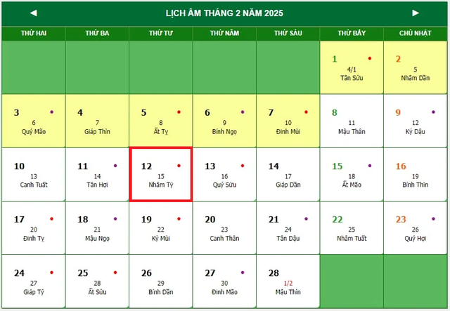 Lịch âm 12/2 - Âm lịch hôm nay 12/2 - Lịch vạn niên ngày 12/2/2025- Ảnh 1.