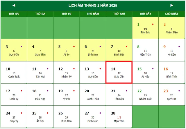 Lịch âm 14/2 - Âm lịch hôm nay 14/2 - Lịch vạn niên ngày 14/2/2025- Ảnh 1.