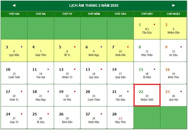 Lịch âm 22/2 - Âm lịch hôm nay 22/2 - Lịch vạn niên ngày 22/2/2025- Ảnh 1.