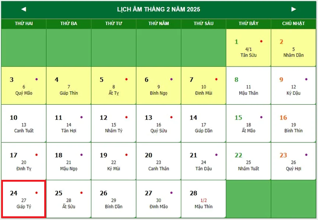 Lịch âm 25/2 - Âm lịch hôm nay 25/2 - Lịch vạn niên ngày 25/2/2025- Ảnh 1.