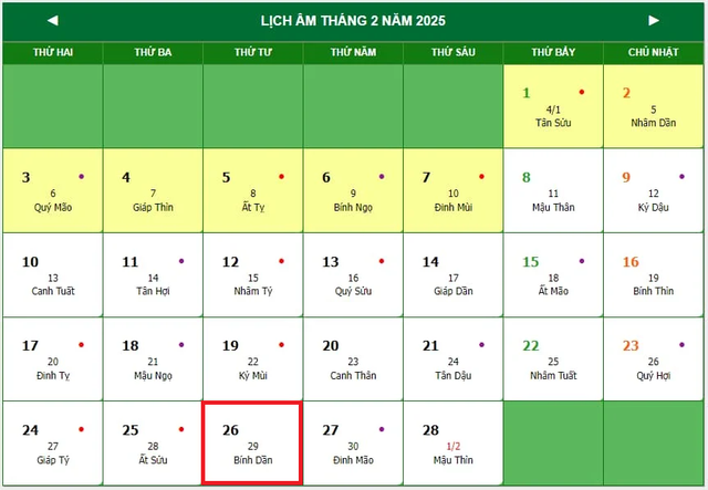 Lịch âm 26/2 - Âm lịch hôm nay 26/2 - Lịch vạn niên ngày 26/2/2025- Ảnh 1.