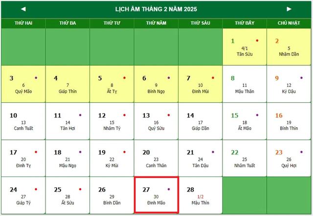 Lịch âm 27/2 - Âm lịch hôm nay 27/2 - Lịch vạn niên ngày 27/2/2025- Ảnh 1.