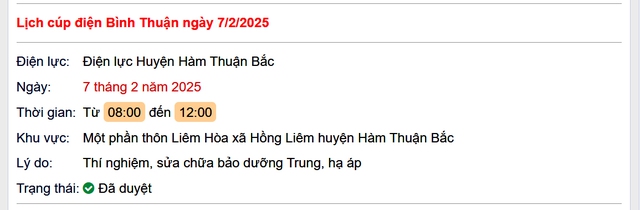 Lịch cúp điện hôm nay Thứ 6 ngày 7/2/2025 tại Bình Thuận- Ảnh 1.