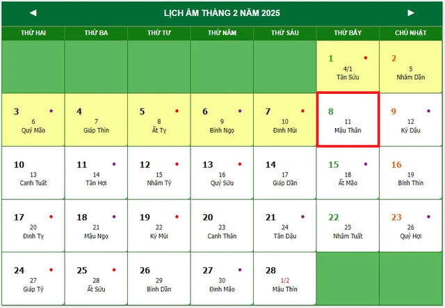 Lịch âm 8/2 - Âm lịch hôm nay 8/2 - Lịch vạn niên ngày 8/2/2025- Ảnh 1.