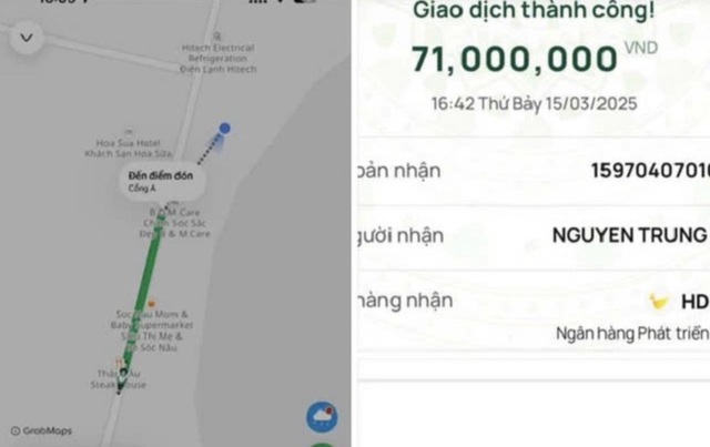 Vụ đi Grab hết 71.000 đồng, chuyển nhầm 71 triệu: Tài xế Grab đã trả lại tiền- Ảnh 1.