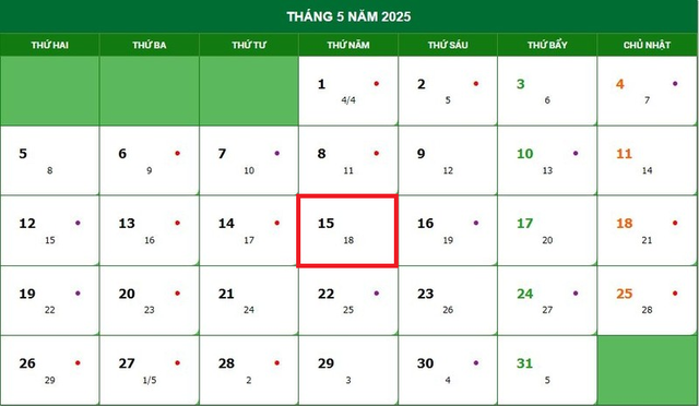 Lịch âm 15/5 - Âm lịch hôm nay 15/5 - Lịch vạn niên ngày 15/5/2025- Ảnh 1. Lịch âm 15/5 - Âm lịch hôm nay 15/5 - Lịch vạn niên ngày 15/5/2025- Ảnh 1.