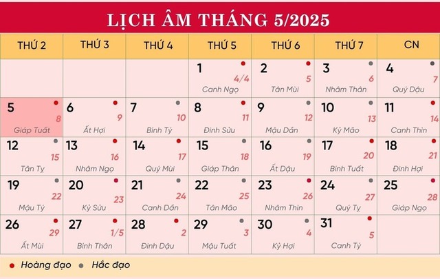 Lịch âm 5/5 - Âm lịch hôm nay 5/5 - Lịch vạn niên ngày 5/5/2025- Ảnh 1. Lịch âm 5/5 - Âm lịch hôm nay 5/5 - Lịch vạn niên ngày 5/5/2025- Ảnh 1.