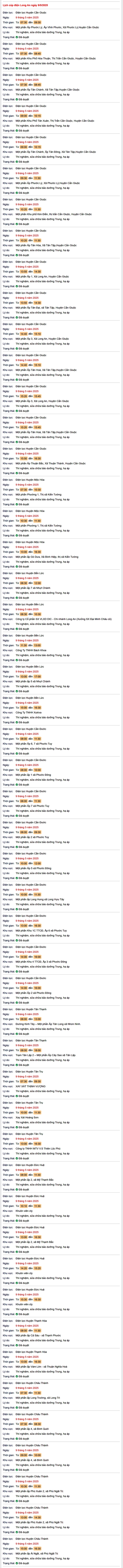 Tra cứu lịch cúp điện hôm nay Thứ 6 ngày 9/5/2025 tại Long An- Ảnh 1. Tra cứu lịch cúp điện hôm nay Thứ 6 ngày 9/5/2025 tại Long An- Ảnh 1.