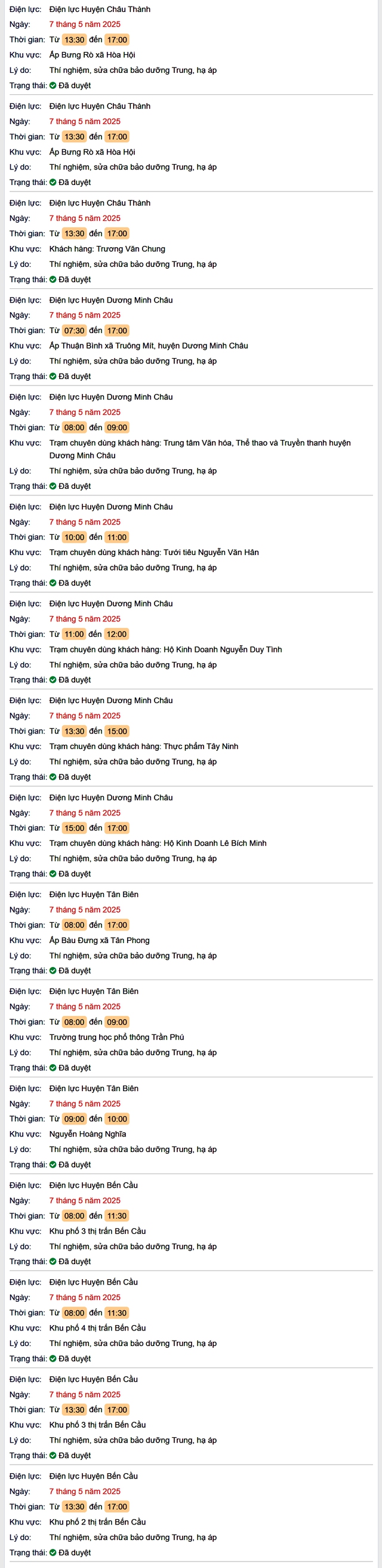 Tra cứu lịch cúp điện hôm nay Thứ 4 ngày 7/5/2025 tại Tây Ninh- Ảnh 2.