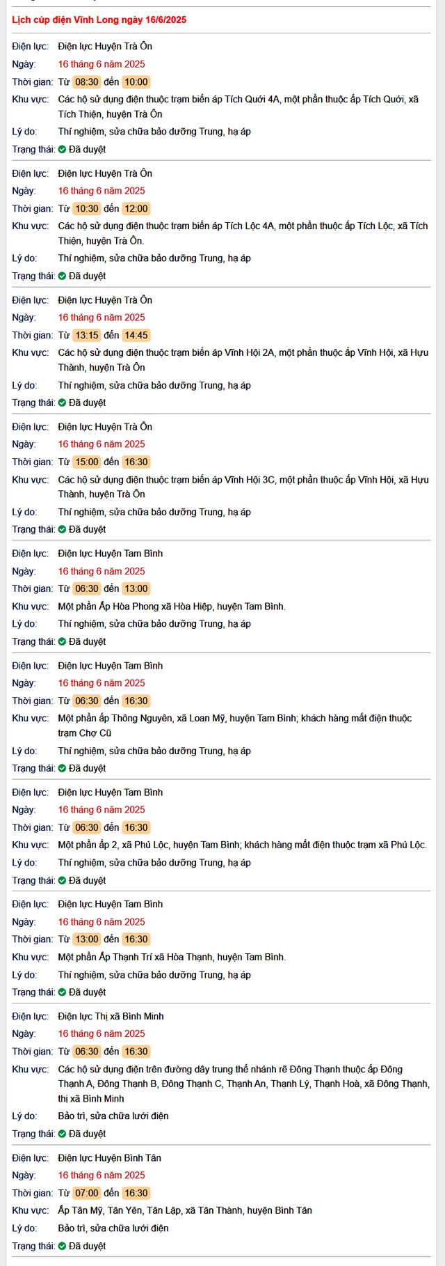 Tra cứu lịch cúp điện hôm nay Thứ 2 ngày 16/6/2025 tại Vĩnh Long- Ảnh 1.