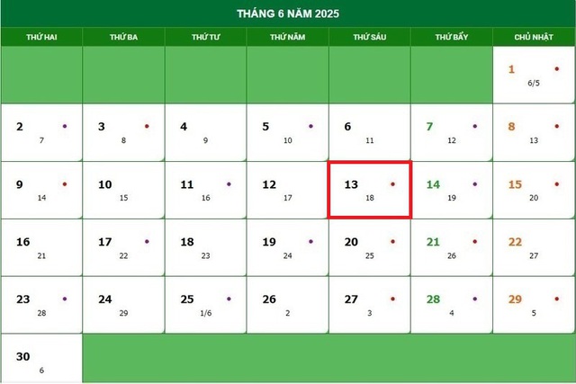 Lịch âm 13/6 - Âm lịch hôm nay 13/6 - Lịch vạn niên ngày 13/6/2025- Ảnh 1. Lịch âm 13/6 - Âm lịch hôm nay 13/6 - Lịch vạn niên ngày 13/6/2025- Ảnh 1.