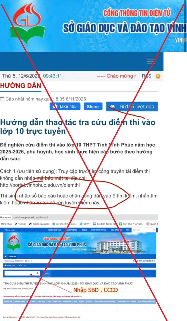 Cảnh báo tin giả khi tra cứu điểm thi lớp 10 THPT- Ảnh 1. Cảnh báo tin giả khi tra cứu điểm thi lớp 10 THPT- Ảnh 1.