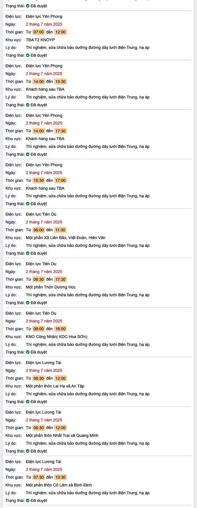 Tra cứu lịch cắt điện Bắc Ninh hôm nay Thứ 4 ngày 2/7/2025- Ảnh 2. Tra cứu lịch cắt điện Bắc Ninh hôm nay Thứ 4 ngày 2/7/2025- Ảnh 2.